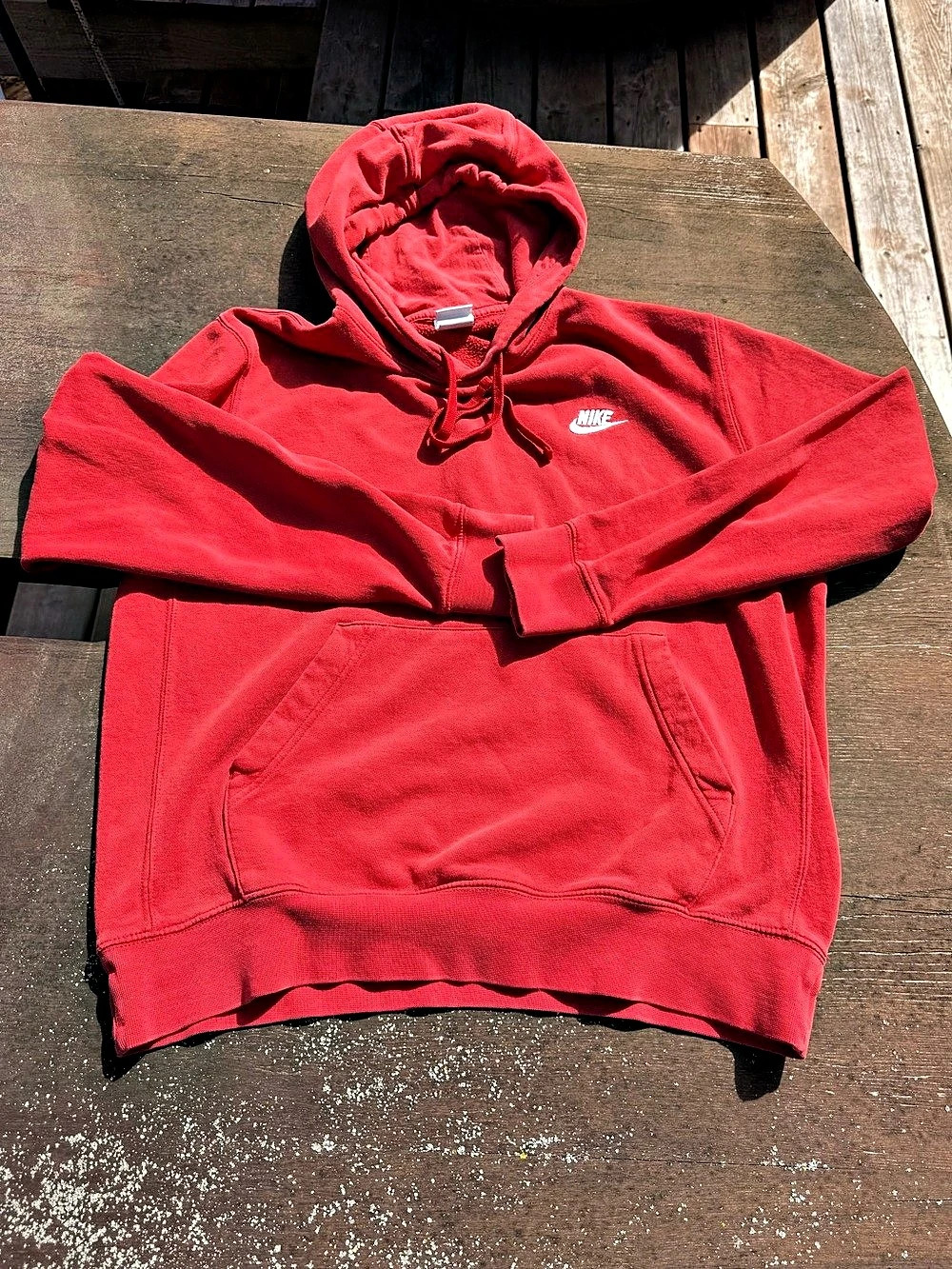 1990s Nike Fleece Pullover Hoodie Red Medium